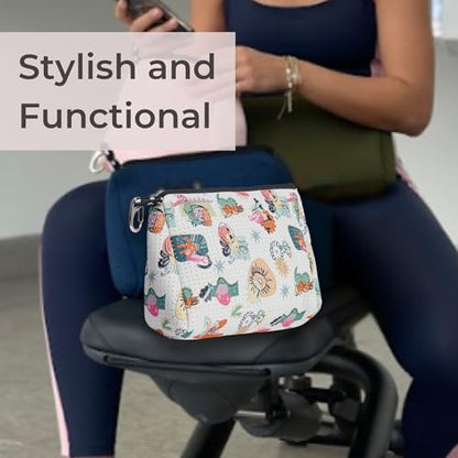 POPUPS Large Makeup Bag with Zipper - Waterproof Neoprene Cosmetic Bag 7.7 x 10.75 x 5 inches - color: Print Construyendo Futuros White