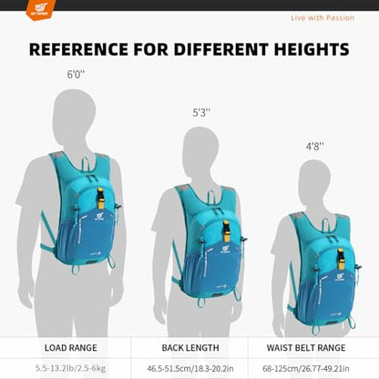 SKYSPER Small Hiking Backpack - 15L Travel Daypack Lightweight Bag Water Resistant Hiking Backpacks for Women Men(Blue) - color: Lantc15-blue, size: Small