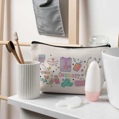 Nurse Makeup Bag for Purse, Nurse Appreciation Gifts Cosmetic Bag Travel Toiletry Bag for Women, Nursing Supplies for Nurses, Medical Nursing Zipper Makeup Pouch - color: Nurse