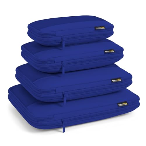 4 Piece Compression Packing Cubes for 3–7 Day Travel, Space Saving Travel Organizers with Breathable Mesh, Double-Zipper Packing Cubes for Carry-On & Suitcases (Blue) - color: Blue