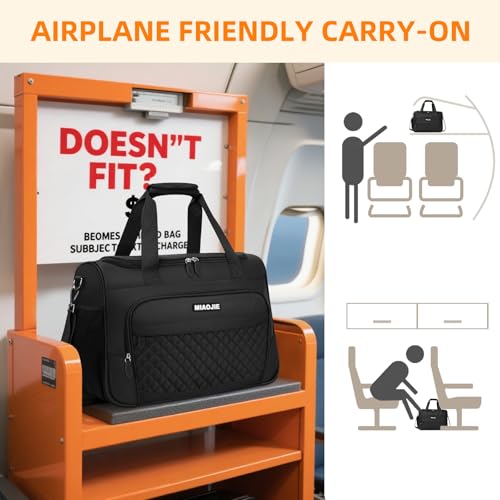 Travel Duffle Bag for Women, Underseat Carry On luggage Bag Foldable Overnight Weekender Hospital Bag Lightweight Airplanes Personal Item Travel Tote Bag for Women Birthday Gifts, 16IN Black - color: Black, size: 16IN