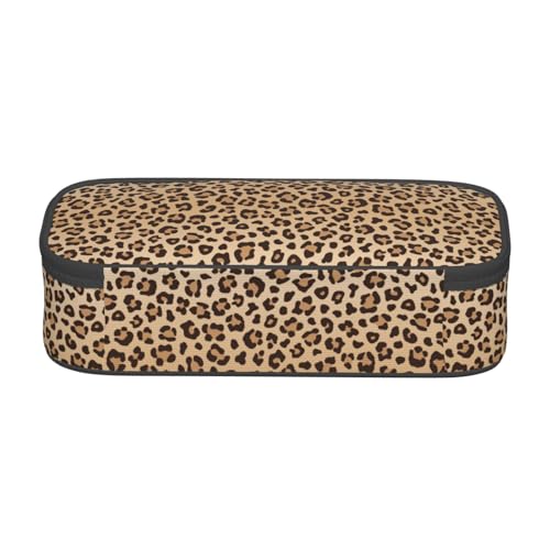 Perinsto Brown Leopard Print Pencil Case Big Capacity Multi Compartment Stationery Box Pencil Pouch Holder Desk Organizer For School Office Home - color: Leopard #01