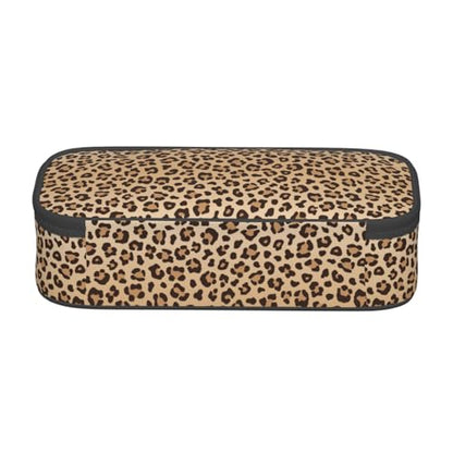 Perinsto Brown Leopard Print Pencil Case Big Capacity Multi Compartment Stationery Box Pencil Pouch Holder Desk Organizer For School Office Home - color: Leopard #01