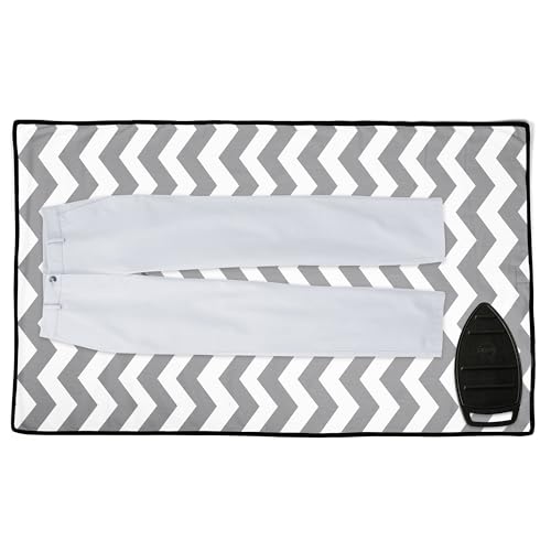 Encasa XO Ironing Mat/Pad (Large 48"x28") with 3mm Padding & Silicone Iron Rest for Steam Pressing on Tabletop or Bed - Heat Resistant, Portable, Quilting & Travel Blanket - Zig Zag - color: Zig Zag, size: Large