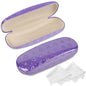 Joyberg Glasses Case, 2 Pack Eyeglass Case with Cleaning Cloth, Glasses Case Hard Shell Fits Most Glasses - color: Love Purple