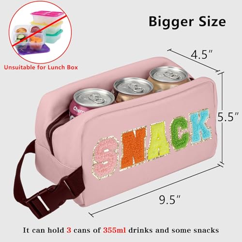 Freezable Lunch Bag,Freezable Snack Bag,Mini Cooler Bag for Travel/Work/School,Small Insulated Bag,Small Cooler Lunch Box with Ice Packs,Insulated Snack Bag,Freezable Snack Box with Handle Buckle - color: Pink-snack