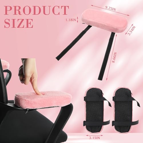 Threlaco 2 Pcs Office Chair Armrest Pads Soft Foam Office Chair Arm Covers Fluffy Flannel Gaming Armchair Armrest Cushion for Elbows and Forearms Support Pressure Relief (Pink) - color: Pink