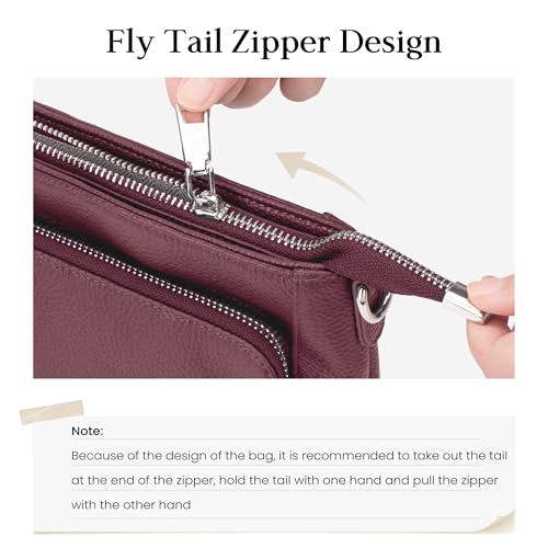 befen Anti Theft Genuine Leather Crossbody Bags for Women Handbags and Shoulder Basg with Built in Wallet RFID Leather Purse - color: Burgundy