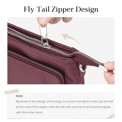 befen Anti Theft Genuine Leather Crossbody Bags for Women Handbags and Shoulder Basg with Built in Wallet RFID Leather Purse - color: Burgundy