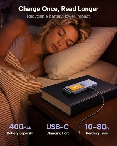 86lux Book Light, Rechargeable Clip-On LED Reading Light for Bed & Night Use - 3 Color Temperatures with Stepless Dimming, Ultralight Bookmark Design for Kids, Book Lovers, Purple - color: Purple