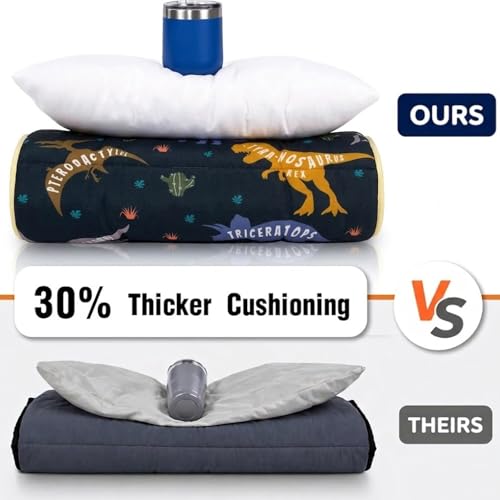 Primlect Thickened Toddler Nap Mat with Removable Pillow and Minky Blanket, Extra Large 55''x35'' Sleeping Bag, Washable, Roll up, Perfect for Daycare, Preschool, Kindergarten, Boys and Girls Dinosaur - color: Dinosaur Upgraded