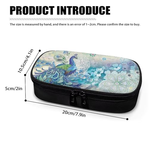 Diabetes Travel Case for Blood Sugar Monitor, Peacock Print Diabetic Medication Insulated Cool Organizer with 2 Zipper + 2 Inner Compartments for Travel Essential - color: Peacock Print