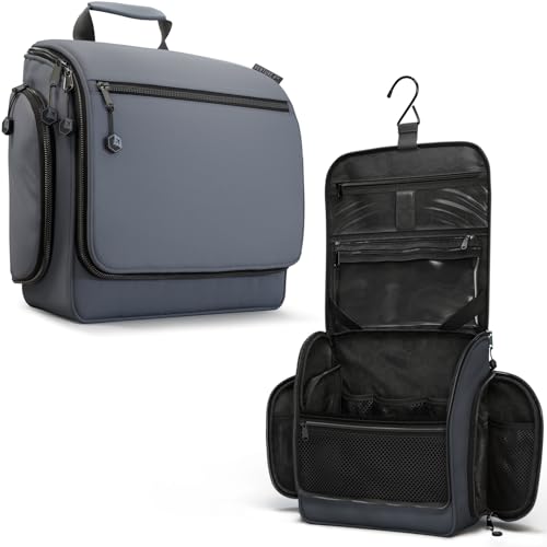 VENTURE 4TH Hanging Travel Toiletry Bag for Women & Men – Large Toiletry Organizer with 18 Compartments, Removable TSA Pouch, Travel Wash Bag for Toiletries, Makeup & Shaving Kit (Gray) - color: Gray