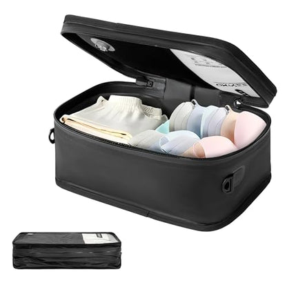 ONTYZZ Travel Vacuum Compression Bags 12 inch Space Saver Bags Vacuum Travel Case with IP67 Waterproof Zipper for Socks, Underwear, One Bag Black - color: 12'' One Bag