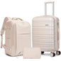 LARVENDER Carry on Luggage 22x14x9 Airline Approved Hardshell Suitcase with Wheels TSA Lock, PC+ABS Lightweight Suitcase Set for Women with Travel Backpack, Glossy Champagne - color: Glossy Champagne (XL-BP), size: 3 Piece Set (Backpack/TB/20)
