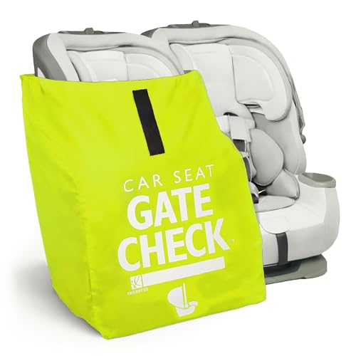 J.L. Childress Gate Check Travel Bag for Car Seats - Car Seat Travel Bag for Airplane, Includes AIRTAG Holder, Fits All Baby Car Infant Carriers & Child Booster Seats - Neon Yellow - color: Neon Yellow, style: Original