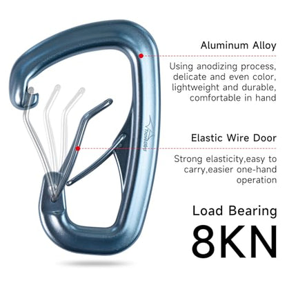 Heavy Duty Carabiner Clip Hook 8KN (1763 lbs), 2 PCS Ultra-Light Aluminum Caribeaners with Double Door D Ring Shape, for Hammock, Camping, Hiking, Backpacking, Dog Leash, Keychain Clip - style: 2#Silver-2pc