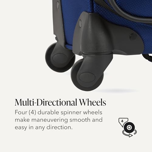 SWISSGEAR Sion Softside Expandable Spinner Luggage Durable Lightweight Travel Suitcase, Blue, Checked-Large - color: Blue, size: Checked-Large