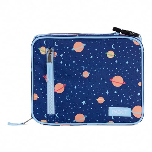 PackIt Freezable Classic Lunch Box, Little Planets, Built with EcoFreeze Technology, Collapsible, Reusable, Zip Closure With Zip Front Pocket and Buckle Handle, Designed for Fresh Lunch On the Go - color: Little Planets