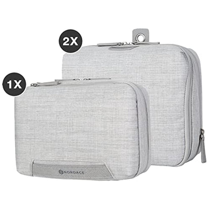 Nordace Travel Packing Organizers Set for Men and Women - 2x Packing Cubes & 1x Wash Pouch - Durable & Water Resistant (Light Gray) - color: Light Gray