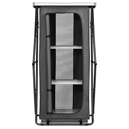 Giantex Folding Camping Storage Cabinet with 3 Shelves and Carry Bag, Portable Outdoor Organizer Kitchen Table, Quick Set-up for BBQ, Picnic, Backyard, Compact Pop-Up Cupboard, 47''H - size: 47''H