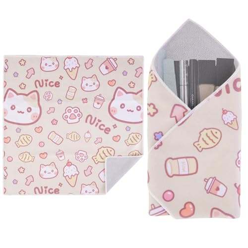 Walking Way Self-Adhesive Magic Cloth Makeup Bag, Magic Pocket Lazy Makeup Bag, Foldable Cosmetic Pouch, Portable Lens Protective Wrap, Stylish Travel Organizer for Beauty, Travel, Gifts & Daily - color: Kitty, size: 17.71 inch
