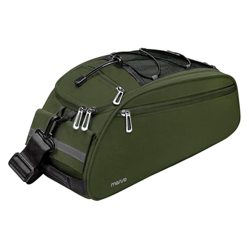MOSISO Bike Rack Bag, Waterproof Bicycle Trunk Pannier Rear Seat Pouch Cycling Bike Carrier Backseat Storage Luggage Saddle Shoulder Bag - color: Olive Green
