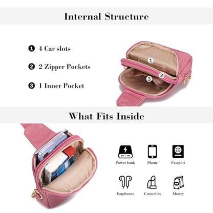 Haytijoe Small Anti Theft Crossbody Bag for Women Faux Leather Lightweight Sling Bags RFID Blocking Fanny Pack for Travel - color: Pale Pink