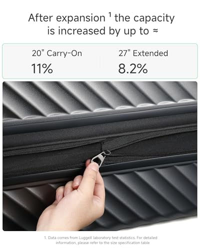 LUGGEX Luggage with Spinner Wheels, Polycarbonate Expandable Hard Shell Suitcase, 2 Piece Set, Charcoal Metallic - color: Charcoal Metallic, size: 2-Piece Set(20/28)