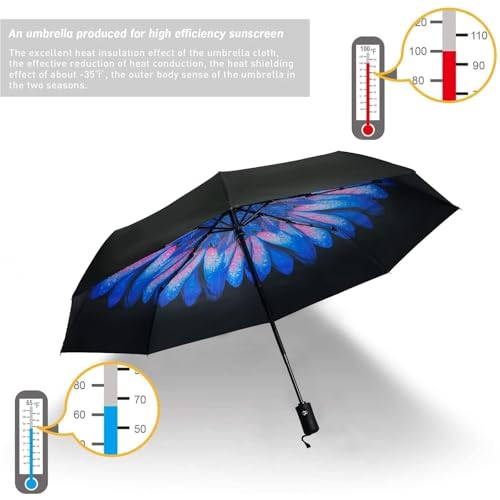 SY COMPACT Travel Umbrella - Windproof Automatic Compact Umbrella for Rain, Lightest 8-Rib, Small, Strong & Portable, Durable Grip, Fits Backpack & Car, Factory Direct (UV Available) - color: UPF-Flower lucite