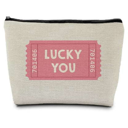 Lucky You Makeup Bag, Gambling Gifts Supplies Cosmetic Bags for Women, Preppy Pink Girly Makeup Pounch, Retro Lucky You Ticket Christmas Thanksgiving Birthday Zipper Pouches for Purse Gift - color: Lucky You