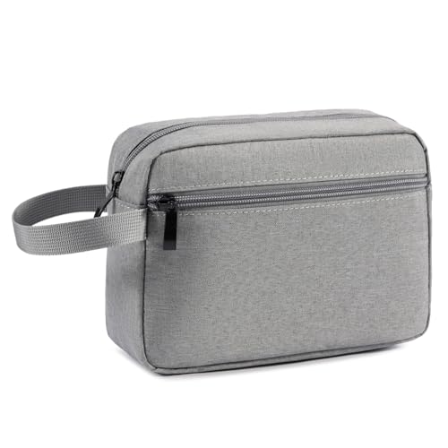 Travel Hanging Toiletry Bag with Carry Handle - Water-Resistant Small Cosmetic Organizer for Men & Women, Makeup, Shaving Kit, Gym & Travel Essentials (Grey) - color: Grey