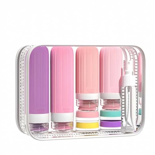 Vitog 16 Pack Travel Bottles for Toiletries, TSA Approved Leak Proof Silicone Squeezable Travel Containers for Toiletries, Refillable Travel Accessories for Conditioner, Shampoo, Lotion & Body Wash - color: Pink & Purple