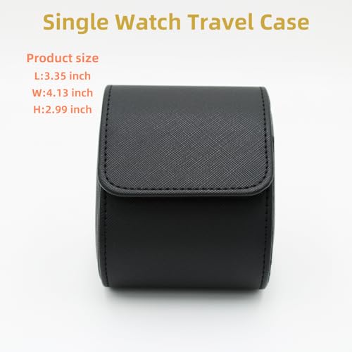 Watch Travel Case Portable Organizer - Luxury Watch Roll Travel Box Recycled Leather Watch Storage and Display for Men and Women (WCASE-1-VintageBlack) - color: VintageBlack, size: Single slot