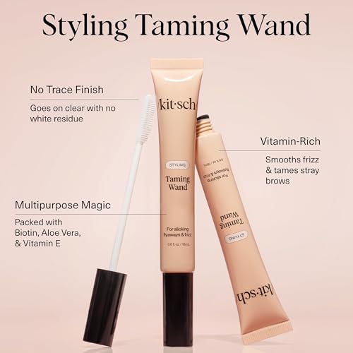 Kitsch Hair Taming Wand - Fly Away Stick For Hair with Biotin, Aloe & Vitamin E | Clear Hair Mascara for Flyaways, Slick Back Style | Travel Size | Ideal Gifts for Women - 18mL