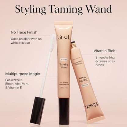 Kitsch Hair Taming Wand - Fly Away Stick For Hair with Biotin, Aloe & Vitamin E | Clear Hair Mascara for Flyaways, Slick Back Style | Travel Size | Ideal Gifts for Women - 18mL