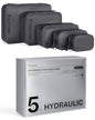 BlackVoyage Travel Hydraulic Packing Cube, Dust and Water-Resistant, Translucent TPU Laminated 70D Ripstop Nylon (Black, 5 Pack (XS/S/M/L/XL)) - size: 5 Pack (XS/S/M/L/XL)