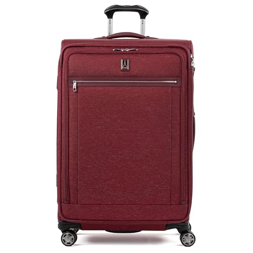 Travelpro Platinum Elite Softside Expandable Checked Luggage, 8 Wheel Spinner Large Suitcase, TSA Lock, Men and Women, Bordeaux Red, Checked Large 29-Inch - color: Bordeaux Red, size: Checked-Large 29-Inch