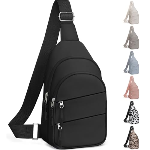Tuwubi Crossbody Bags for Women, Sling Bag for Men, Small Hiking Backpack Anti Theft Lightweight for Outdoors Travel (M, Black) - color: Black, size: Medium