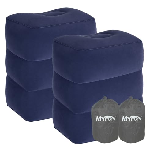 Inflatable Travel Foot Rest Pillow, Adjustable Height Leg Rest Pillow for Cars, Home, Office, Trains, Airplane, Make a Flat Bed for Baby, Kids, Toddlers, Blue, 2 Pack - color: Blue 2