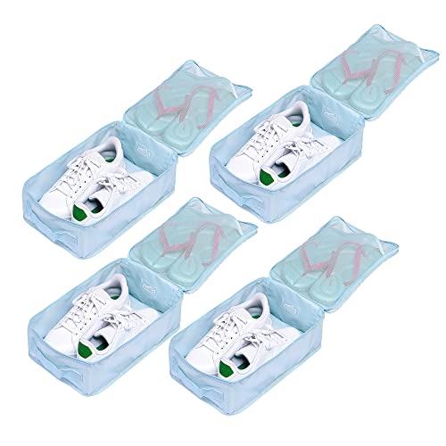 Travel Shoe Bags, Foldable Waterproof Shoe Pouches Organizer-Double Layer (4 Blue Shoe Bag) - color: Blue, size: 4 Packs
