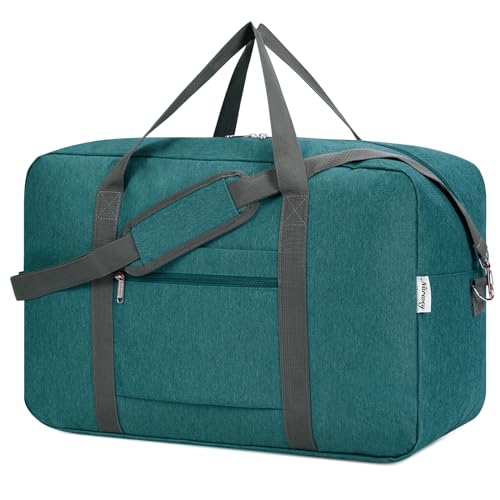 For United Airlines Foldable Carry on Bag 22x14x9 Travel Duffel Bag Packable luggage Duffle for Women and Men 40L (Teal) - color: Teal, size: 40L