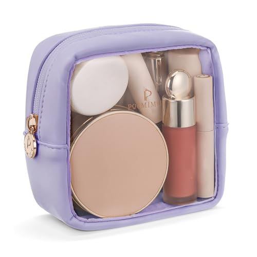 Pocmimut Clear Makeup Bag, Easy to Find Mini Makeup Bag for Purse, Travel Makeup Bag for Car, Compact Cosmetic Pouch for Daily Essentials,Purple - color: Purple, style: Mini