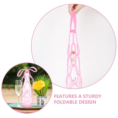 3 Pcs Silicone Wine Bottle Carrier Bag, 6.88 Inch Collapsible Drink Holder Coaster, Multi Use Portable Mesh Tote for Travel Picnic Home