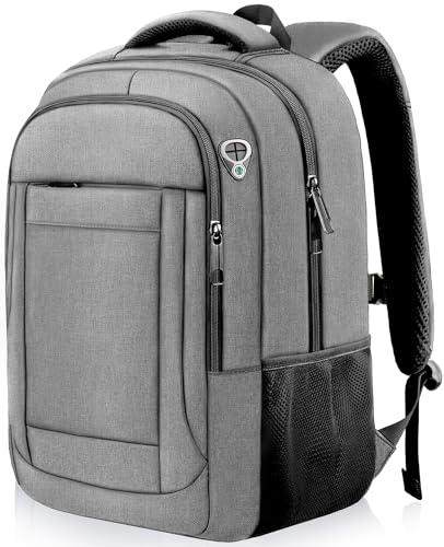 AREYTECO Travel Backpack, 17 Inch Laptop Backpack Airline Approved, Business Anti Theft Slim Sturdy Work Computer College High School Backpack Bag Fits 17.3 Inch Notebook for Men Women, Grey - color: Grey, size: 17 Inch