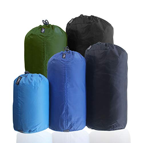Frelaxy Stuff Sack Set 5-Pack (3L&5L&9L&15L&20L), Ultralight Ditty Bags with Dust Flap for Traveling Hiking Backpacking (Sky Blue&Blue&Navy&Army Green&Black) - color: Sky Blue&Blue&Navy&Army Green&Black