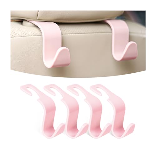 Osilly Car Seat Headrest Hook, 4 Pack Auto Seat Hanger Storage Organizer for Purse Handbag Coats Bags, Universal Car Interior Accessories, Vehicle Plastic Hanging Hook (Light Pink) - color: Light Pink