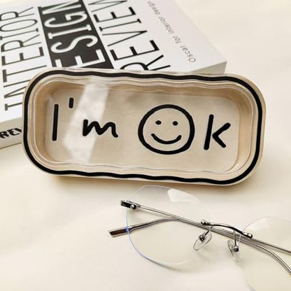 Cute hard shell bow glasses case cat transparent glasses case sunglasses glasses Size is 6.9 x 3.2 x 1.2inches - color: Case - Smiley Face