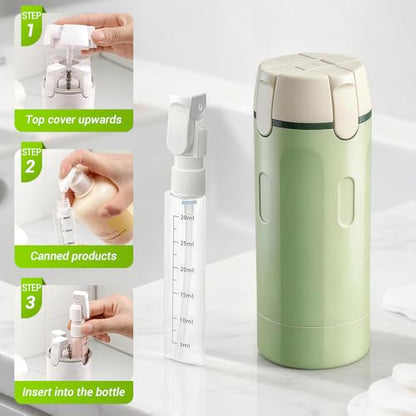 4-in-1 Travel Dispenser Bottle Refillable, 2026 New 4 Pack 30ML Travel Bottles for Toiletries, Leak Proof Travel Size Containers, Shampoo and Conditioner Bottles (Green+White) (White) - color: White