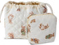 HAPPYHEIDI Quilted Cotton Drawstring Makeup Bag Set 2 Size w Compartment Cosmetic Toiletry Travel Pouch,Purse Organizer,Brown Teddy Bears - color: KJM-Quilted Cotton Pouch with Compartment Set of 2- Cute Teddy Bears